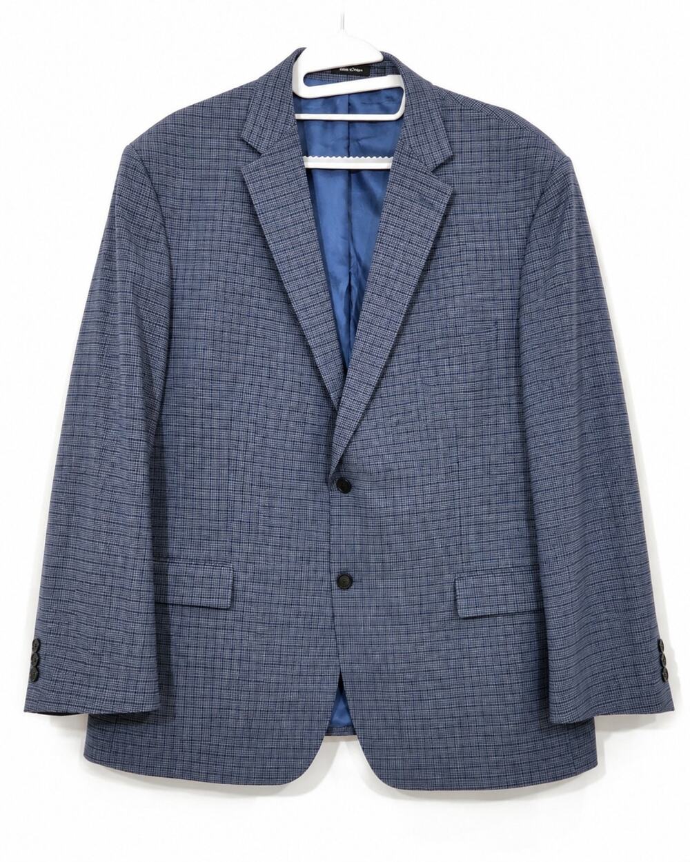 Bronto Uomo Platinum Sportscoat Mens Size 56 Reg Blue Gray Plaid Wool Blend